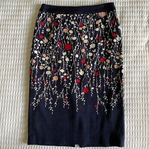Boden Floral Navy Pencil Skirt, size 6L